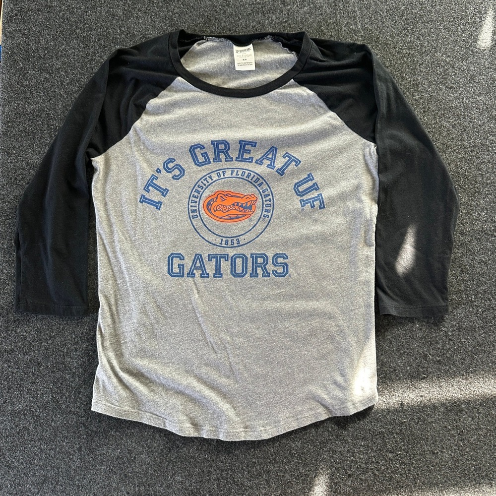 PINK Victoria's Secret Florida Gators Raglan Baseball Tee Grey Black M 368371